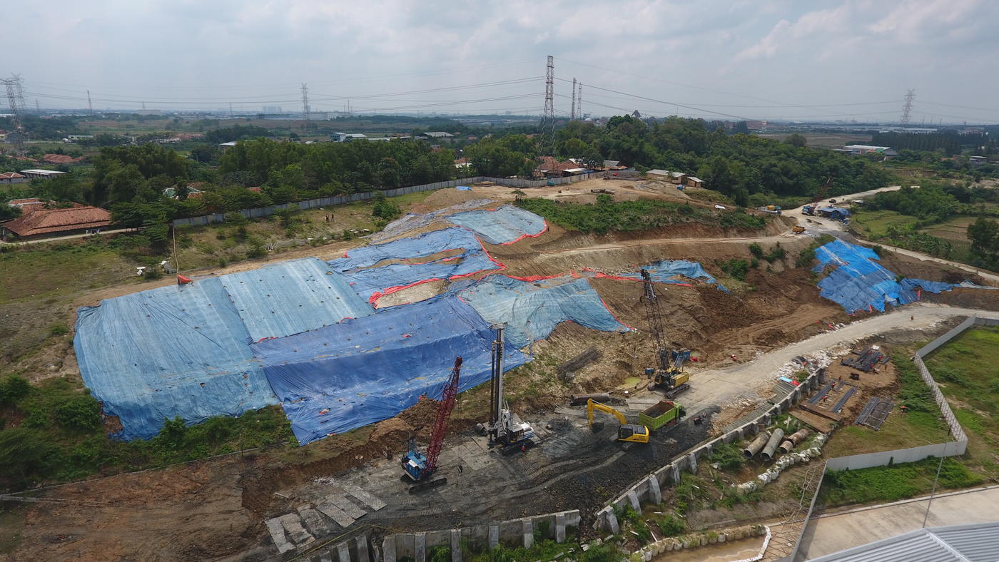 Retaining existing slope using contiguous bored piles at Bekasi, Indonesia