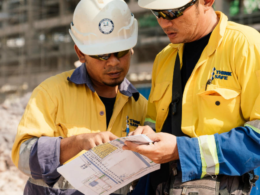 Keller employees wearing safety equipment